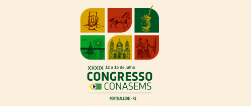 Imagem do evento do Conasems que acontecerá de 12 a 15 de julho, em Porto Alegre.
